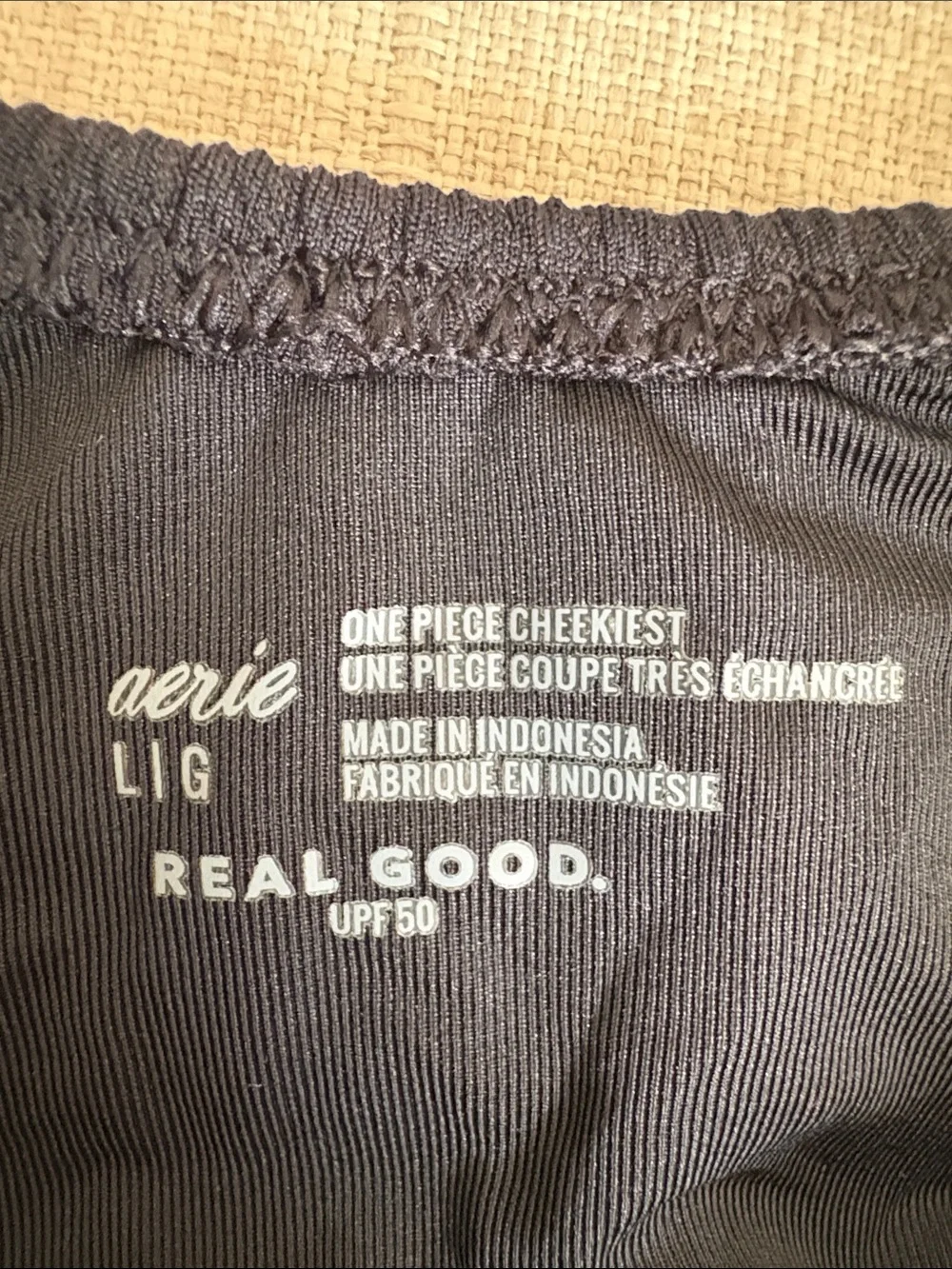 aerie Black Textured One-Piece Swimsuit